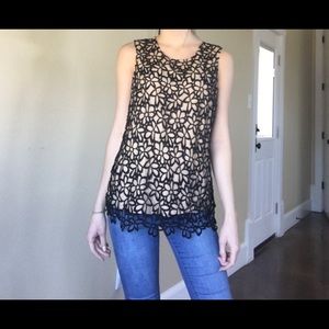 Floral black and cream top
